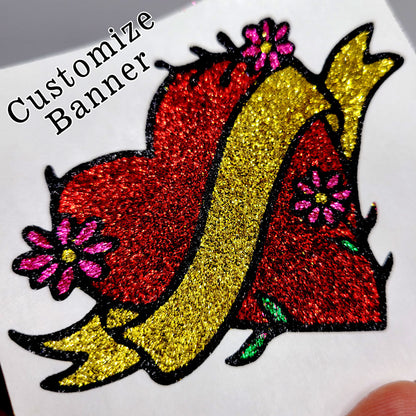 Sweetheart Heart Custom Name Glitter Sticker for Tumblers, Laptop, Mirror, Tattoo and More