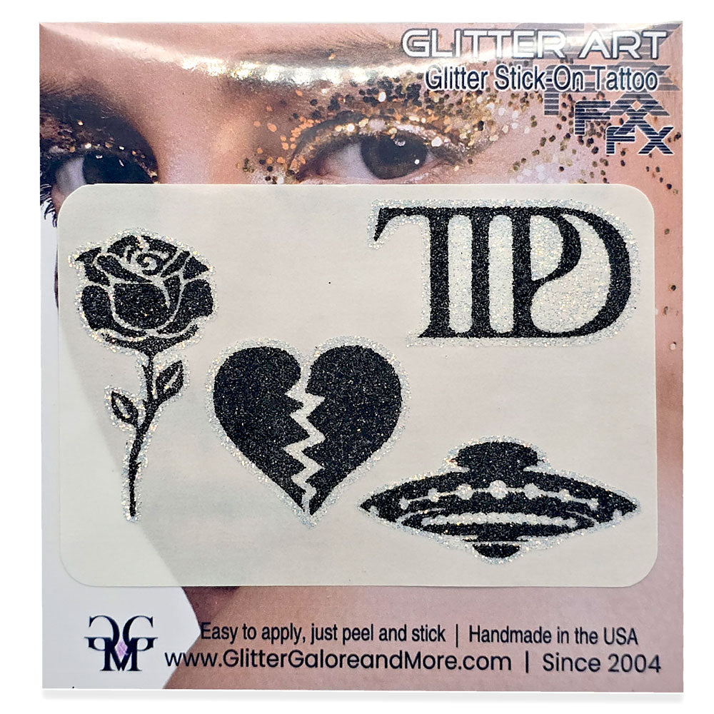 The Tortured Poets Department Glitter Face Decals.