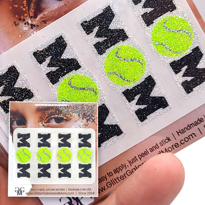 Tennis Gameday Glitter Tattoo Stickers in Various Styles