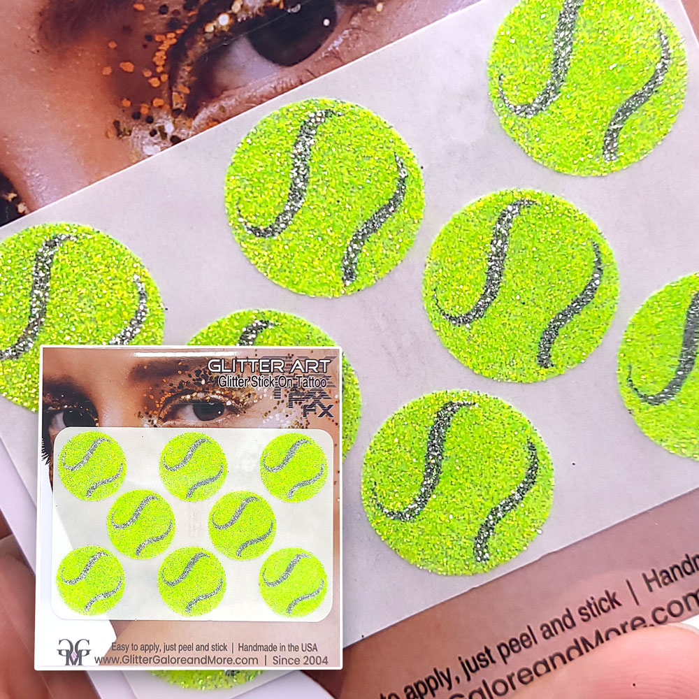 Tennis Gameday Glitter Tattoo Stickers in Various Styles ...