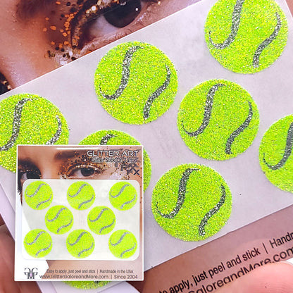 Tennis Gameday Glitter Tattoo Stickers in Various Styles