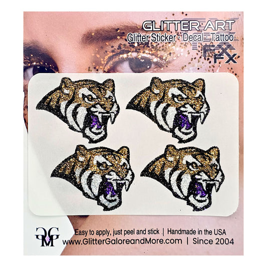 HF Tigers Glitter Tattoo Custom Stickers - 4 Stickers