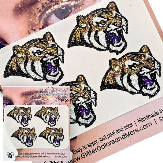 HF Tigers Glitter Tattoo Custom Stickers - 4 Stickers