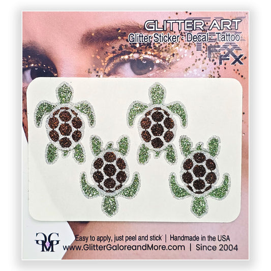Sea Turtle Glitter Face Stickers – Hawaiian Beach Party Body Tattoos | Made in USA