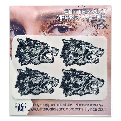 UNM Retro Lobos Custom Glitter Tattoo Stickers - 4 Stickers