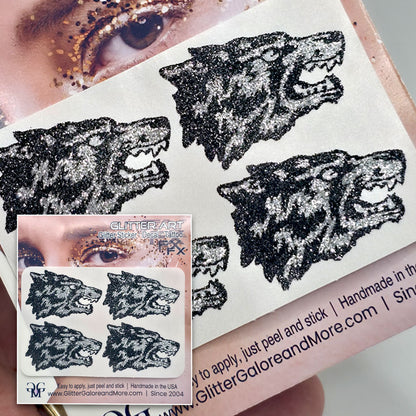 UNM Retro Lobos Custom Glitter Tattoo Stickers - 4 Stickers