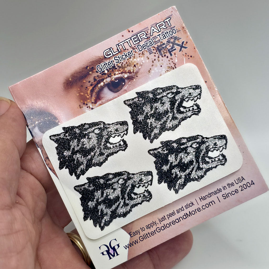UNM Retro Lobos Custom Glitter Tattoo Stickers - 4 Stickers