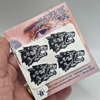 UNM Retro Lobos Custom Glitter Tattoo Stickers - 4 Stickers