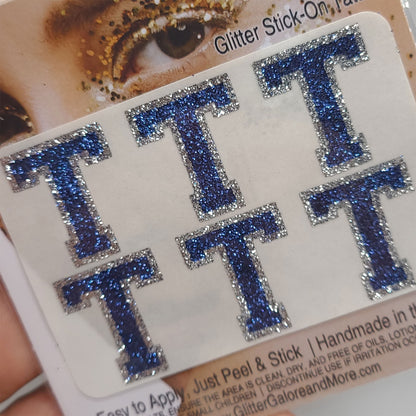 Varsity Letters, Numbers and Symbols for Gameday Glitter Tattoo Stickers in Custom Colors