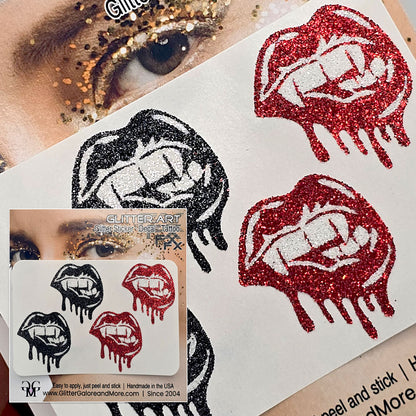 Halloween Glitter Tattoo Stickers, Ghosts, Black Widows, Bats, Skulls, Black Cats & Bats, Bloody Eyeballs, Pumpkins