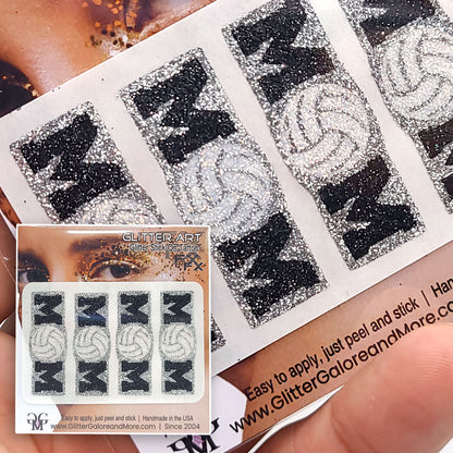 Volleyball Gameday Glitter Tattoo Stickers in Various Styles and Designs