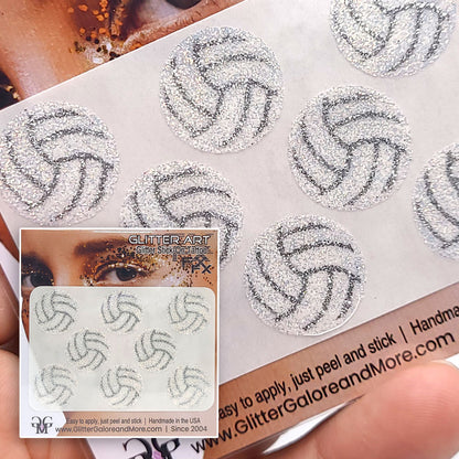 Volleyball Gameday Glitter Tattoo Stickers in Various Styles and Designs