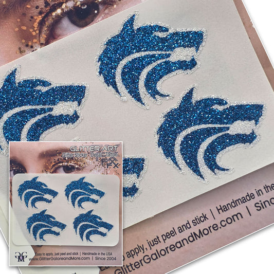 Plano West Wolves Custom Glitter Tattoo Stickers - 4 Stickers
