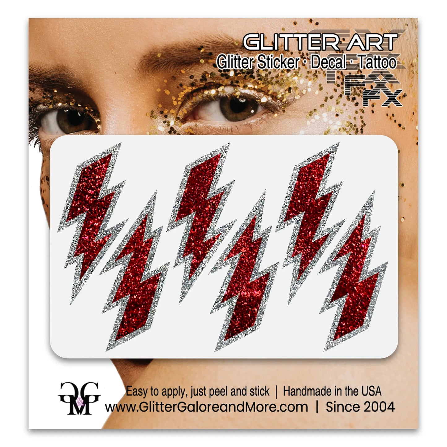 Custom Color Glitter Lightning Bolt Stickers — Cheer & Spirit