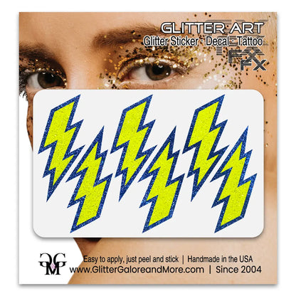 Custom Color Glitter Lightning Bolt Stickers — Cheer & Spirit