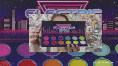 Electric City Eyeshadow Palette by Lurella, 12 Bright Pressed Eyeshadow Colors with 2 Duo Tip Makeup Brushes