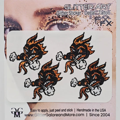 Dallas Dragons Custom Glitter Tattoo Stickers - 4 Stickers