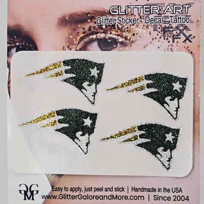 Patriots Custom Glitter Tattoo Stickers - 4 Stickers