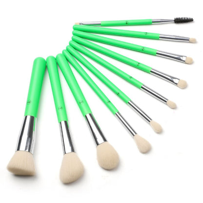 Makeup Brush Set in Lime Green.