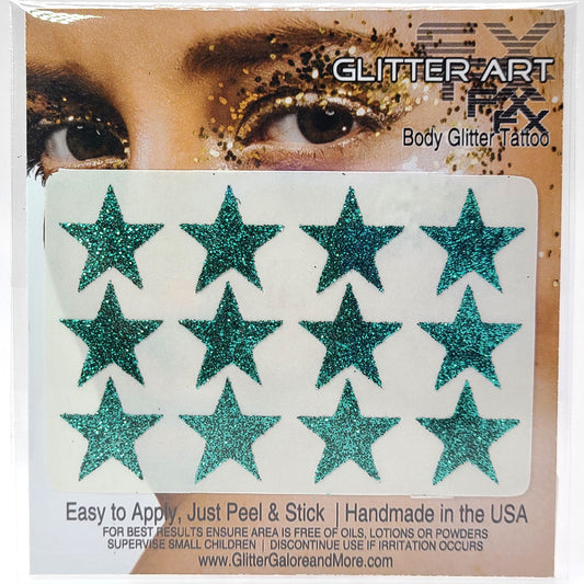 Glitter Stickers Stars .75 inches - Teal (GL-17)