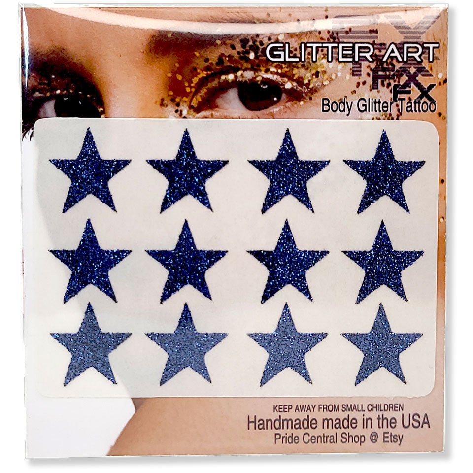 Glitter Stickers Stars .75 inches - Dark Night (GL-22)
