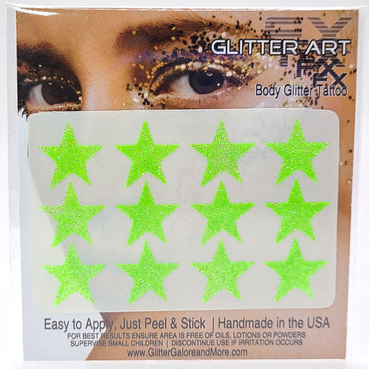 Glitter Stickers Stars .75 inches - Lime (GL-23c)