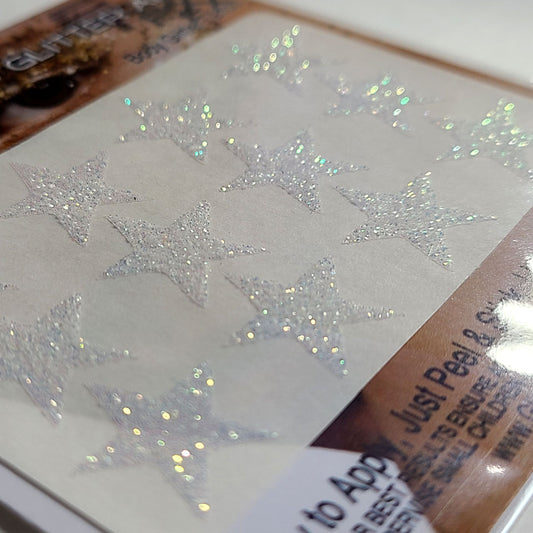 Glitter Stickers Stars .75 inches - Angelic White (GL-25)