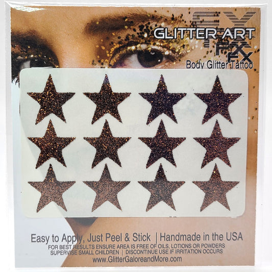 Glitter Stickers Stars .75 inches - Chocolate Delight (GL-26)