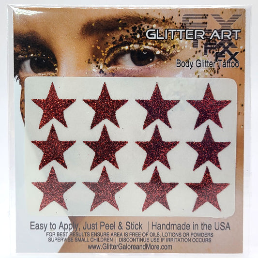 Glitter Stickers Stars .75 inches - Crimson Red (GL-30)