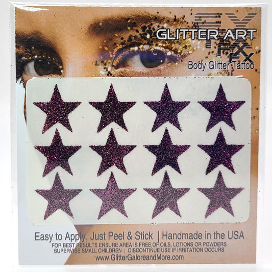 Glitter Stickers Stars .75 inches - Wine (GL-36)