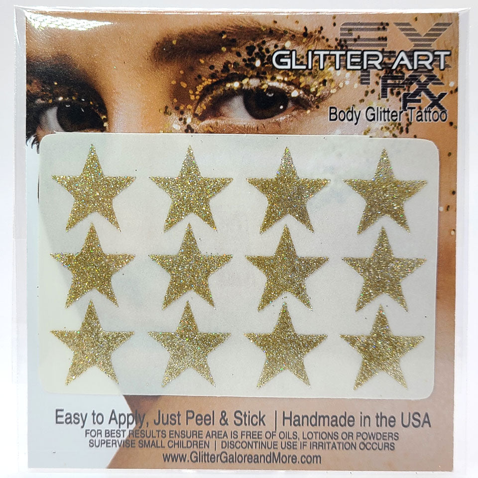 Glitter Stickers Stars .75 inches - Gold Prism (GL-40)