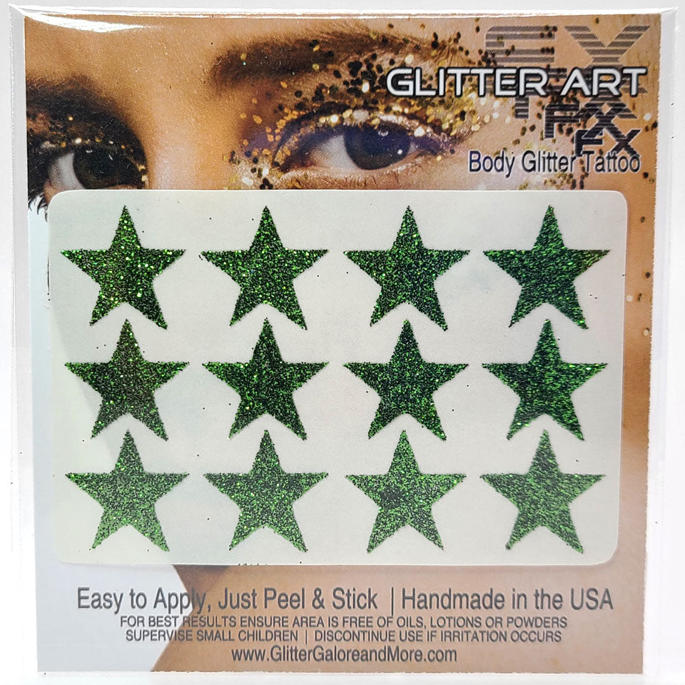 Glitter Stickers Stars .75 inches - Fern Green (GL-74)
