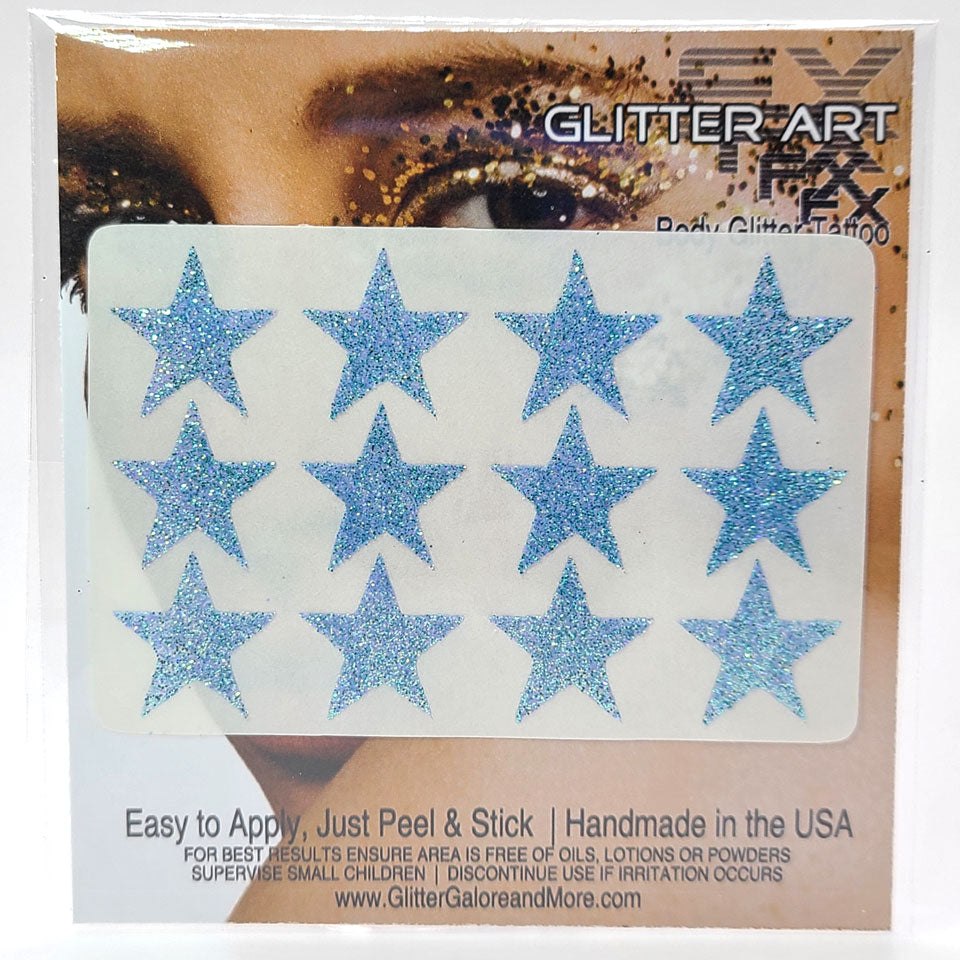 Glitter Stickers Stars .75 inches - Columbia Blue (GL-80)