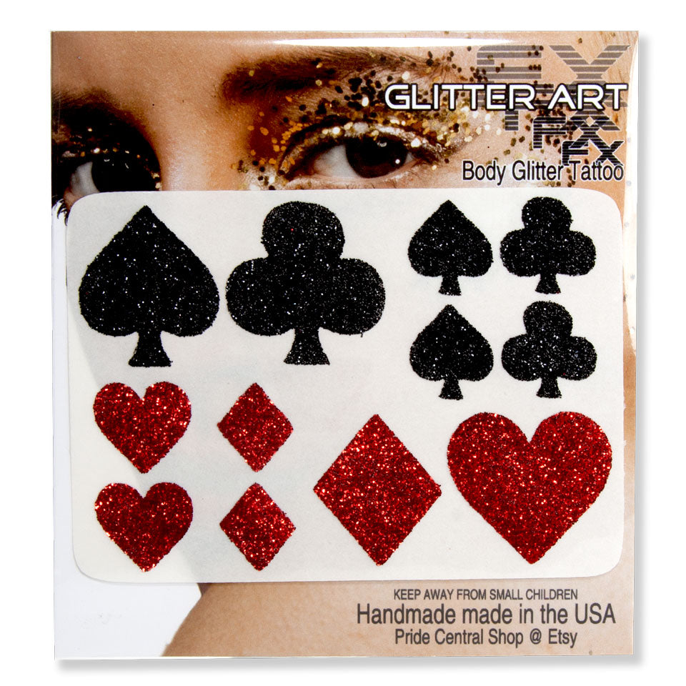 Glitter Stickers Poker Face - Red and Black