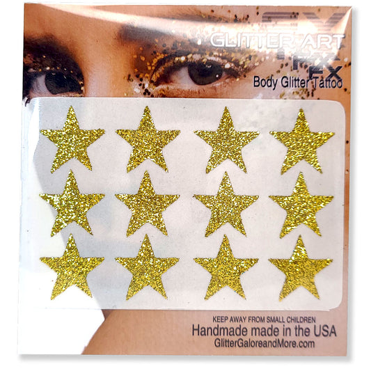 Glitter Stickers Stars .75 inches - Gold (GL-116)