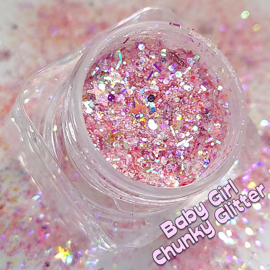 Baby Girl Chunky Glitter Mix, 5 Gram Square Jar