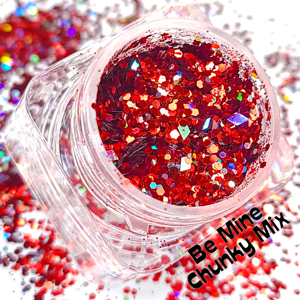 Be Mine Chunky Glitter Mix, 5 Gram Square Jar