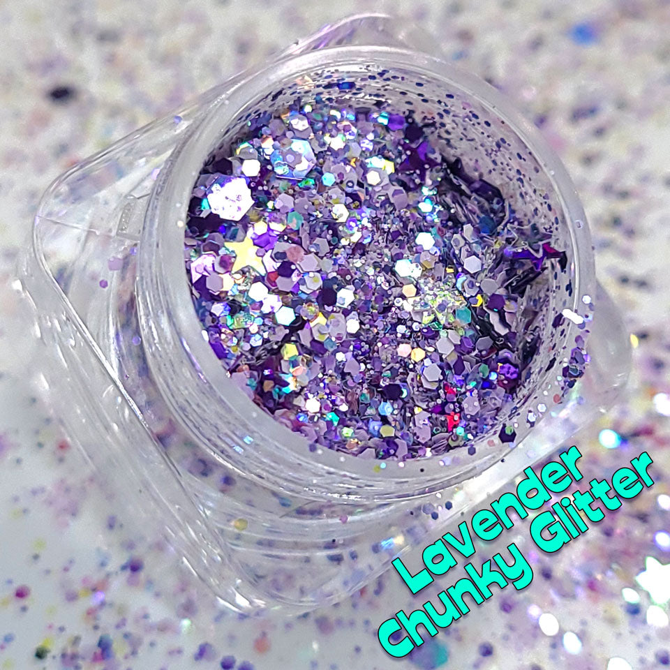 Lavender Chunky Glitter Mix, 5 Gram Square Jar