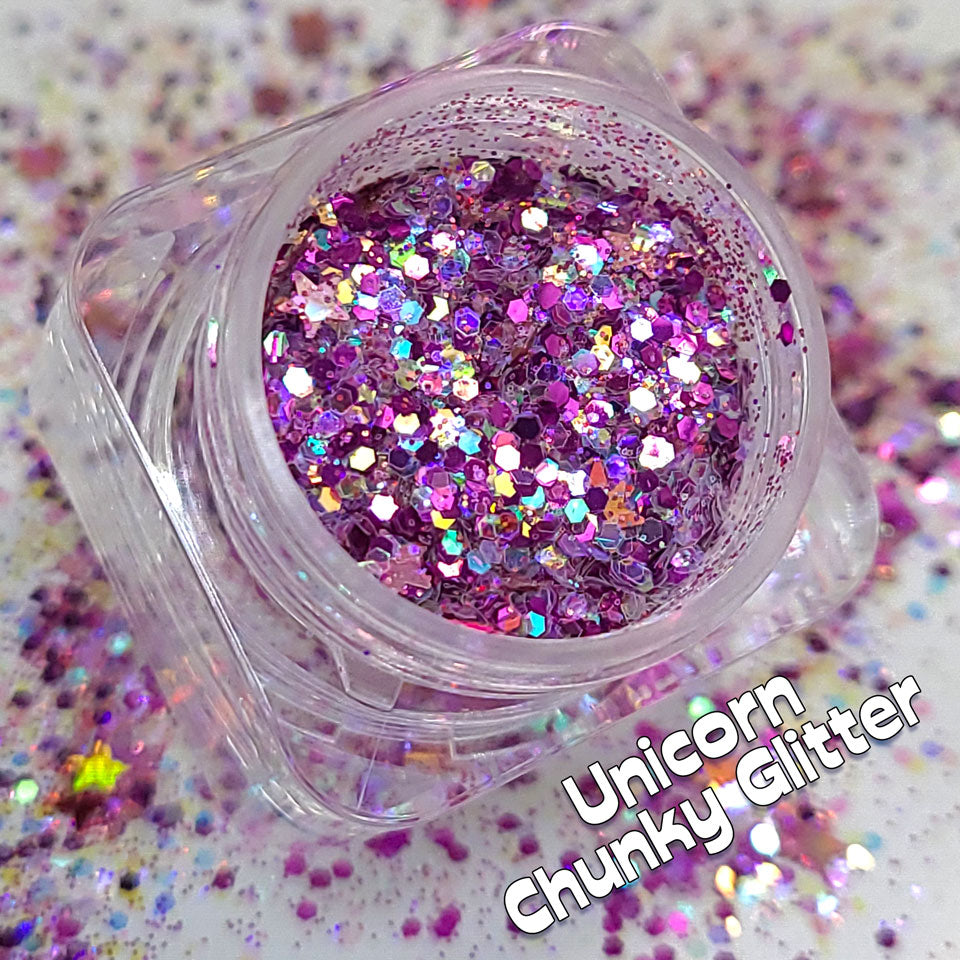 Unicorn Chunky Glitter Mix, 5 Gram Square Jar - Private Label