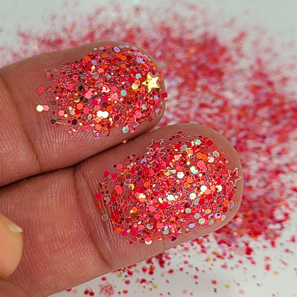 Watermelon Chunky Glitter Mix, 5 Gram Square Jar