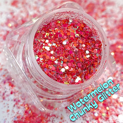 Watermelon Chunky Glitter Mix, 5 Gram Square Jar