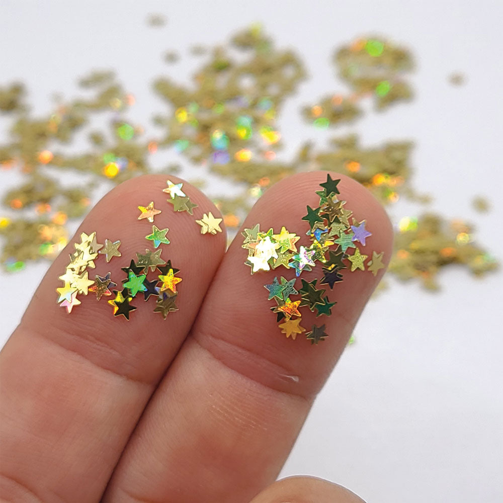 Glitter Confetti Stars - Gold Holographic