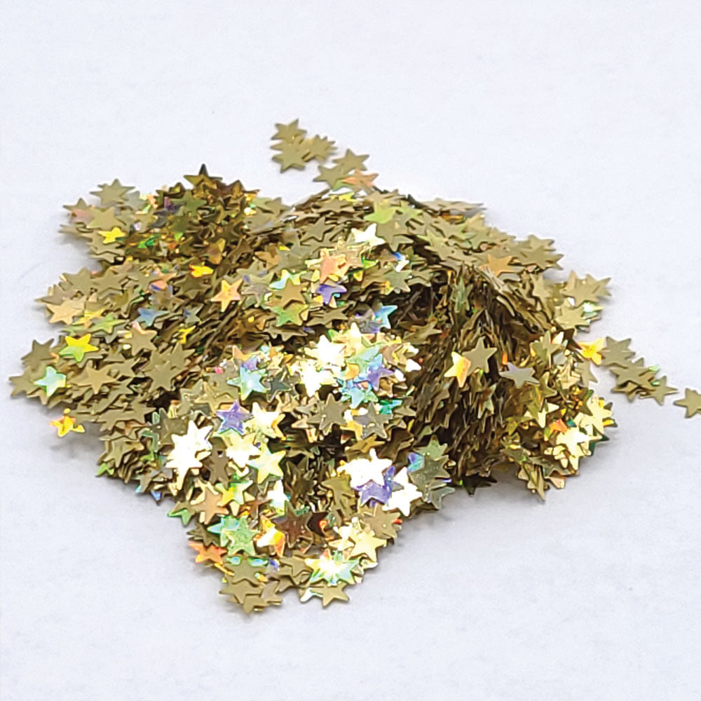 Glitter Confetti Stars - Gold Holographic