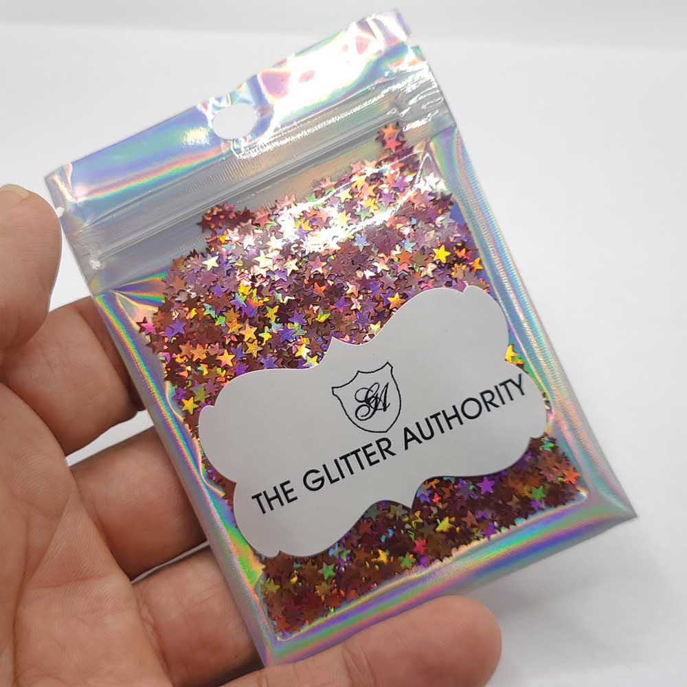 Glitter Confetti Stars - Pink Holographic