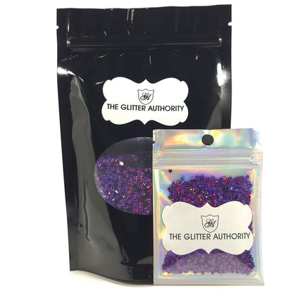 Glitter Confetti Stars - Purple Holographic