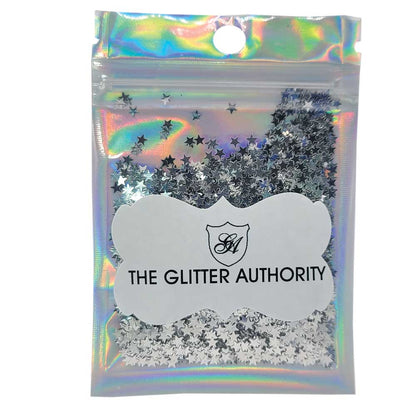 Glitter Confetti Stars - Silver