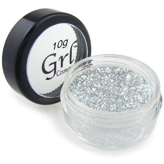Private Label Cosmetic Glitter, 10 Gram Round Jar w/Black Rim