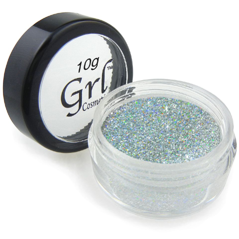 Silver Holographic Cosmetic Glitter Silver Prism, 10g