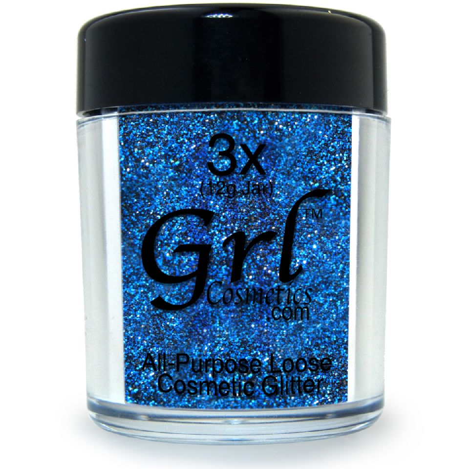 Neon Blue-Black Glitter Powder Midnight Blue, 12g