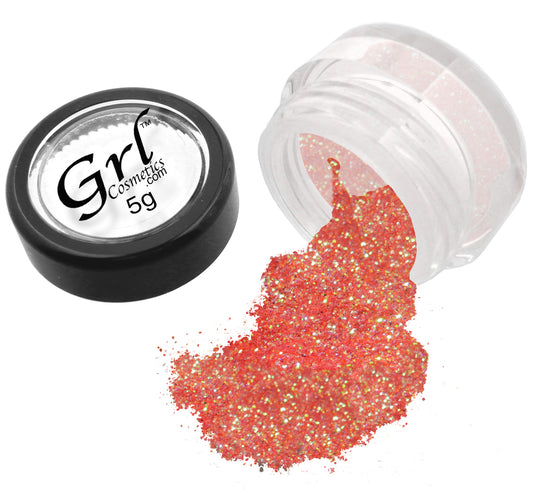 Bright Red Orange Glitter Eyeshadow GL04 Salsa, 5 Gram Jar